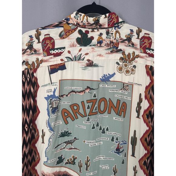 Reyn Spooner Shirt Mens Extra Large Arizona Map Vacation Rayon Retro Nostalgia - Picture 5 of 13